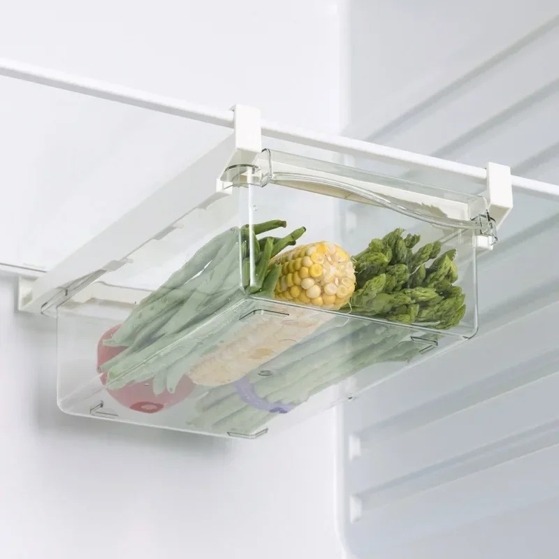 Food Storage With Dividers - Hängender Ausziehbarer Kühlschrank-Organizer, Kunststoff-Schiebebox für Obst,