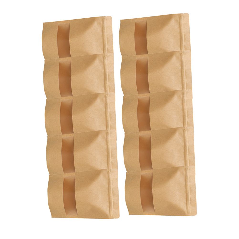 Food Storage Bag - 50 Stück umweltfreundliche Kraftpapier-Standbeutel mit Reißverschluss