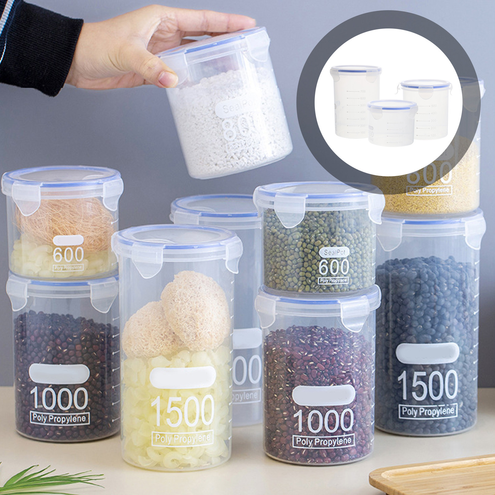 Food Storage Containers - 6 Stück luftdichte Vorratsdosen, transparente Kunststoffbehälter