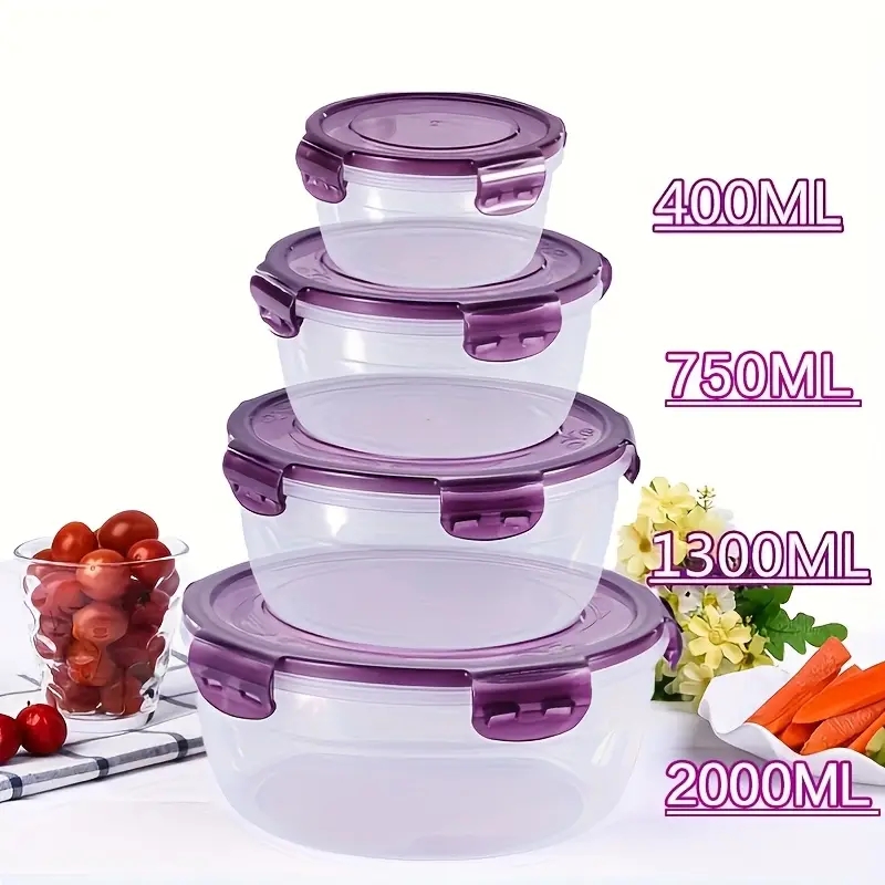 Food Storage Meals - 4 Plastik-Lebensmittelbehälter, Lunchboxen, Geeignet für Kantinen,