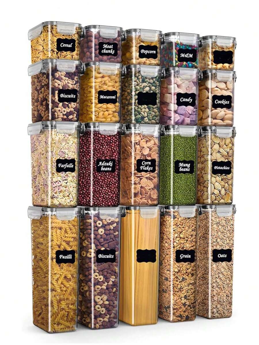 Food Storage Labels - 24-teiliges Set luftdichter Lebensmittelbehälter mit Deckeln