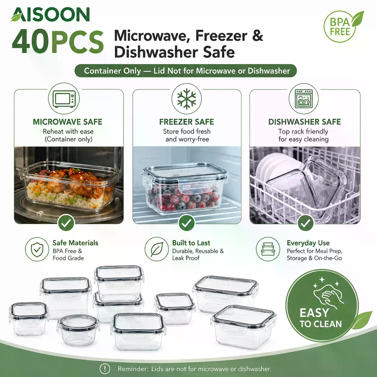 40-teiliges Set extra großer,  – Food Storage Meals Bewertung und Preis